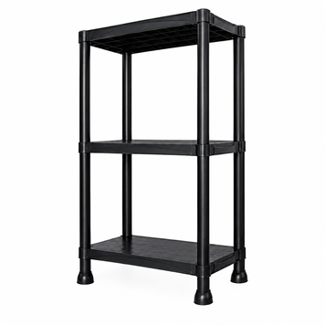 Стелаж пластиковий PRIMA HOME (92,5 х 60 х 30 см) 3 полиці, навантаження 120 кг, для дому складу гаража підвалу (Чорний) G1453 фото