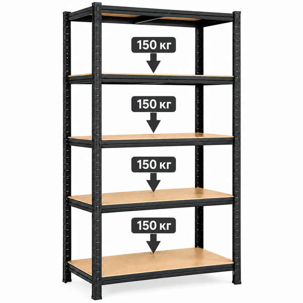 Стеллаж металлический&nbsp;PRIMA HOME 5 полок (150&times;70&times;30 см) для дома гаража склад магазина, Черный G1449 фото