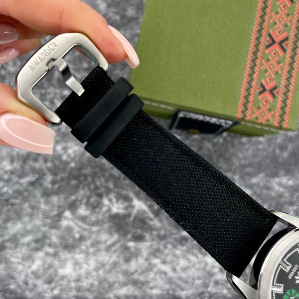 Мужские механические часы Awarder 040 Embroidery Silver-Green Black Automatic с сапфировым стеклом 10ATM 1202-0004 фото