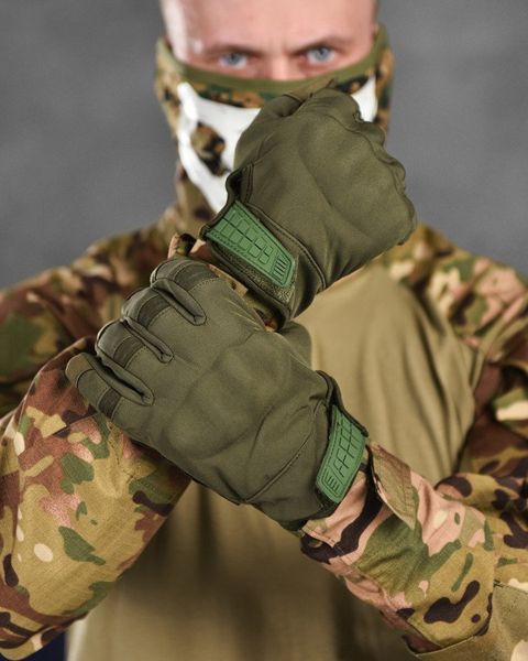 Зимові тактичні рукавички Softshell олива M 13110 фото
