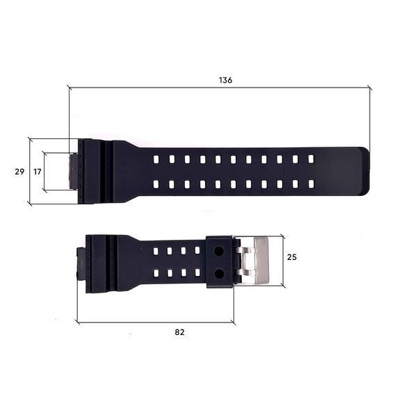 Ремешок для часов Skmei 1832/1834BK Black черный каучуковый унисекс 26.5 см 1051-0510 фото