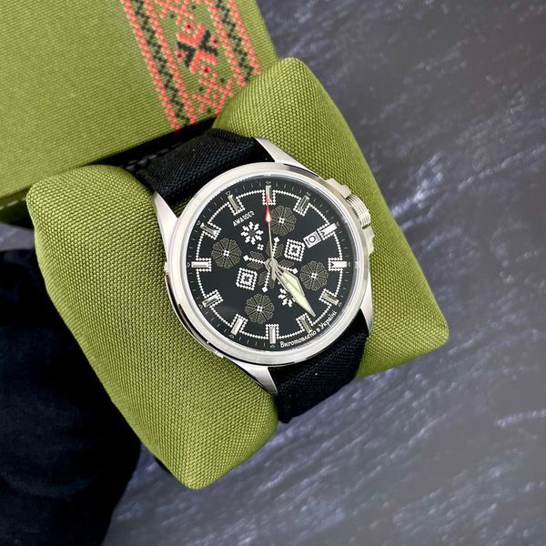 Чоловічий механічний годинник Awarder 040 Embroidery Silver-Army Green Black Automatic з сапфіровим склом 10ATM 1202-0006 фото