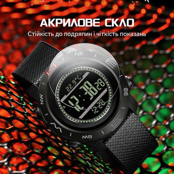 Тактичний годинник Sanda 5106 Black-Green з електронним циферблатом та водонепроникністю 5 ATM 1044-0203 фото