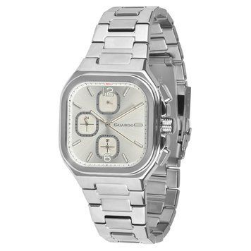 Чоловічий наручний годинник Guardo 012694-1 Silver з металевим браслетом та календарем 1160-0032 фото