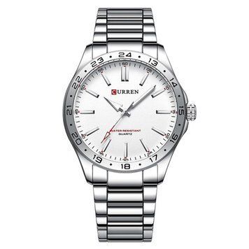 Чоловічий годинник Curren 8452 Silver-White з мінеральним склом та сріблястим браслетом 1008-0436 фото