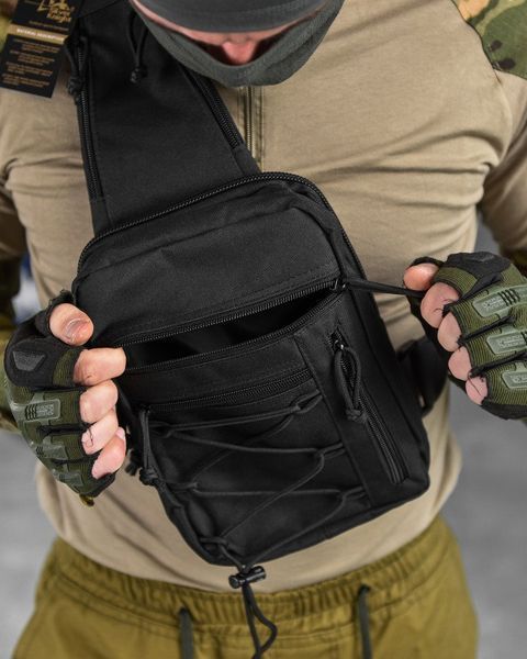 Сумка-слинг тактическая с одной лямкой SILVER KNIGHT black 85750 фото
