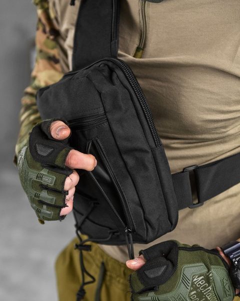 Сумка-слинг тактическая с одной лямкой SILVER KNIGHT black 85750 фото
