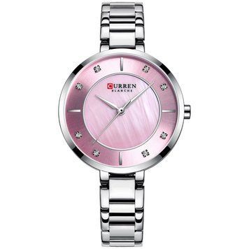 Женские часы Curren 9051 Silver-Pink с серебристым браслетом и розовым циферблатом 1008-0606 фото