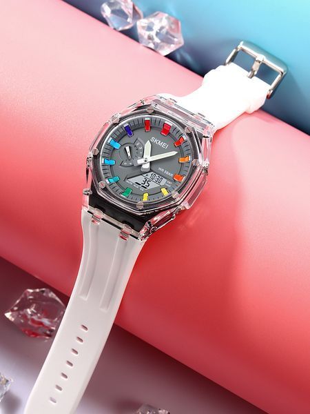 Годинник Skmei 2100WTGY White-Grey спортивний унісекс зі стрілково-електронним циферблатом 1080-1865 фото
