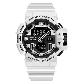 Чоловічий спортивний годинник Sanda 3129 White з комбінованим циферблатом та водозахистом 50 м 1044-0135 фото