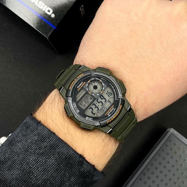 Мужские часы Casio AE-1000W-3A &mdash; спортивная модель с водозащитой 10 ATM и электронным циферблатом 1141-0081 фото