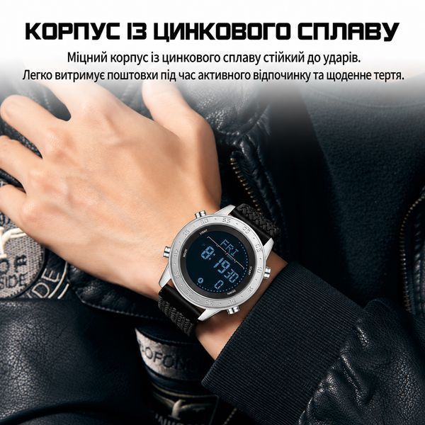 Мужские тактические часы Sanda 2218 Silicone Black-Green с водонепроницаемостью 5 ATM 1044-0213 фото