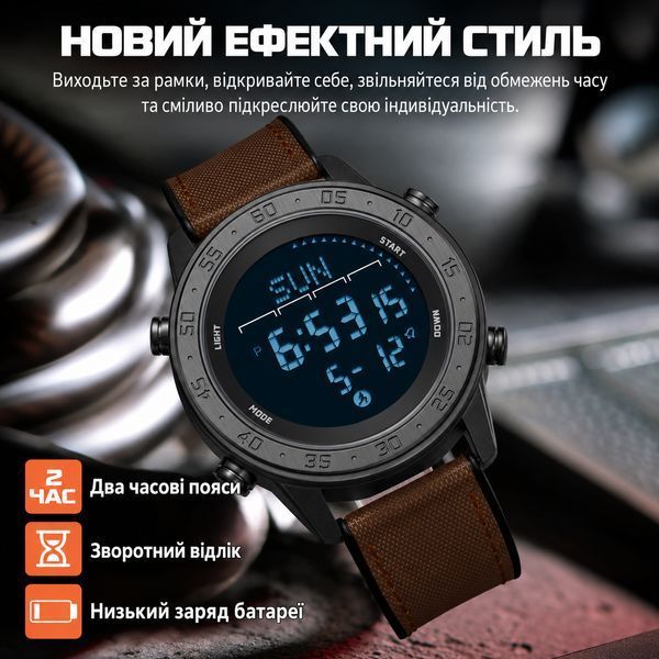 Мужские тактические часы Sanda 2218 Silicone Black-Green с водонепроницаемостью 5 ATM 1044-0213 фото