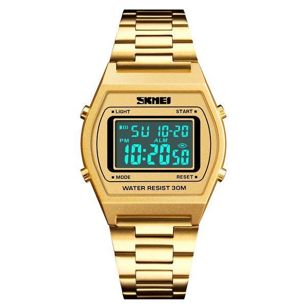 Жіночий годинник Skmei 1328GD Gold у класичному стилі з електронним циферблатом та підсвічуванням 1080-2391 фото