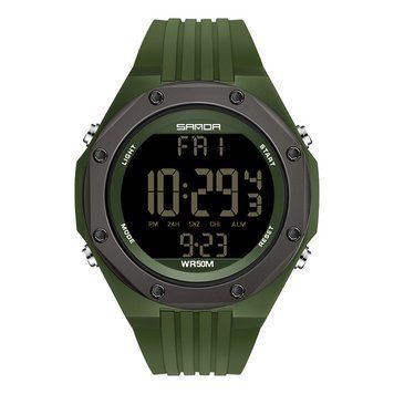 Чоловічий тактичний годинник Sanda 6093 Army Green з електронним циферблатом та підсвічуванням 1044-0143 фото