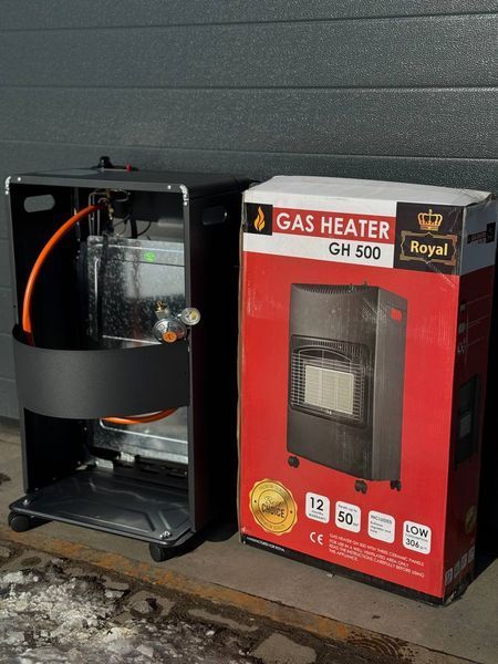 Портативний газовий обігрівач 4200 Вт Royal GH 500 + комплект для підключення (редуктор, шланг, прокладка, хомути-зажими) GH500 фото