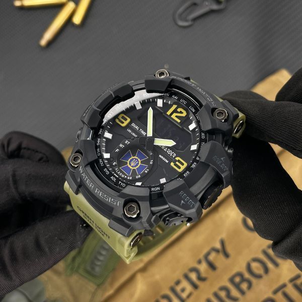 Чоловічий тактичний годинник Awarder 004 СБУ Army Green-Black з водонепроникністю 5 ATM та хронографом 1202-0155 фото