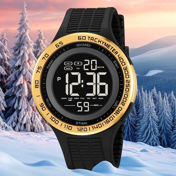Мужские спортивные часы Skmei 2155GD Gold с электронным циферблатом и подсветкой 1080-2657 фото