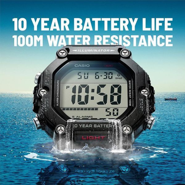 Мужские часы Casio AE-1600H-1A &mdash; Спортивные электронные часы с водозащитой 10 ATM 1141-0463 фото