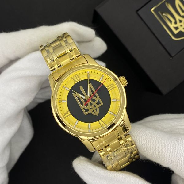 Чоловічий механічний годинник Patriot Classic Glory to Ukraine Gold-Gold з автопідзаводом та браслетом 1132-0212 фото