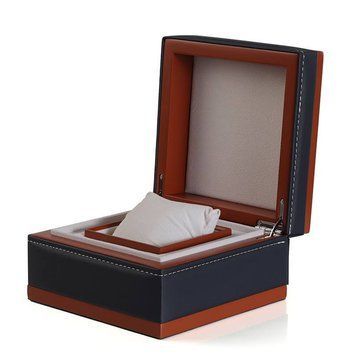 Коробка для часов Boxes кожаная коричневая с синим интерьером (SKU: 1000-0279) 1000-0279 фото