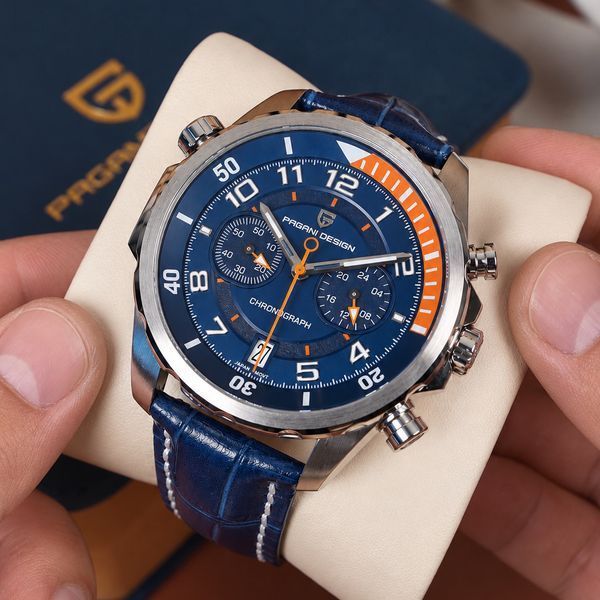 Чоловічий годинник Pagani Design PD-1811 Blue-Silver з хронографом та сапфіровим склом 1138-0304 фото