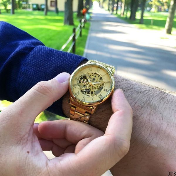 Мужские механические часы Forsining 8099M All Gold Metal со стальным браслетом 1059-0125 фото