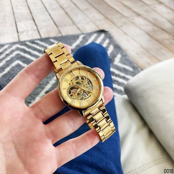 Мужские механические часы Forsining 8099M All Gold Metal со стальным браслетом 1059-0125 фото
