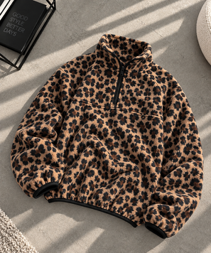 Жіноча фліска на блискавці леопардова Half-Zip S 775433 фото
