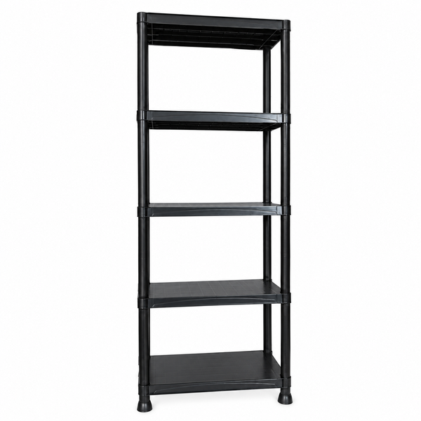 Стелаж пластиковий PRIMA HOME (178,5 х 60 х 30 см) 5 полиць, навантаження 200 кг, для складу гаража майстерні підвалу (Чорний) G1455 фото