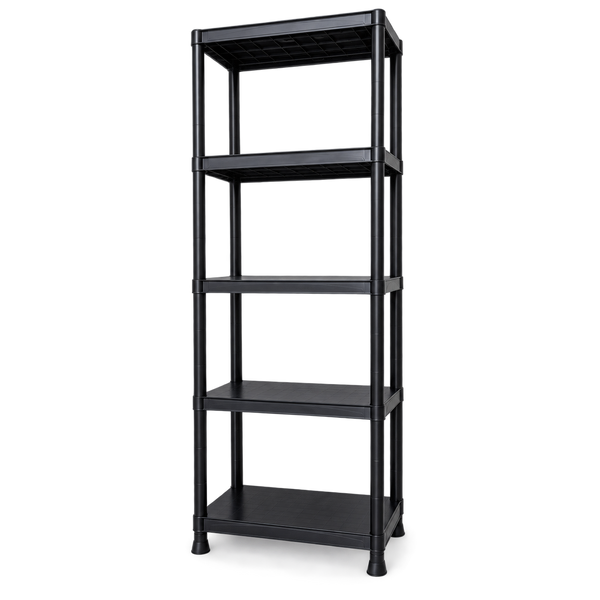 Стелаж пластиковий PRIMA HOME (178,5 х 60 х 30 см) 5 полиць, навантаження 200 кг, для складу гаража майстерні підвалу (Чорний) G1455 фото