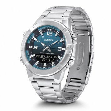 Чоловічий годинник Casio AMW-870DA-2A2V зі сталевим браслетом та синім циферблатом 1141-0491 фото