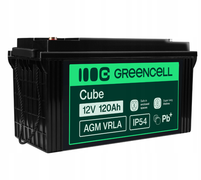 Аккумулятор Green Cell AGM VRLA 12V 120Ah IP54 не требует обслуживания (срок службы - 5 лет) AGM31 фото