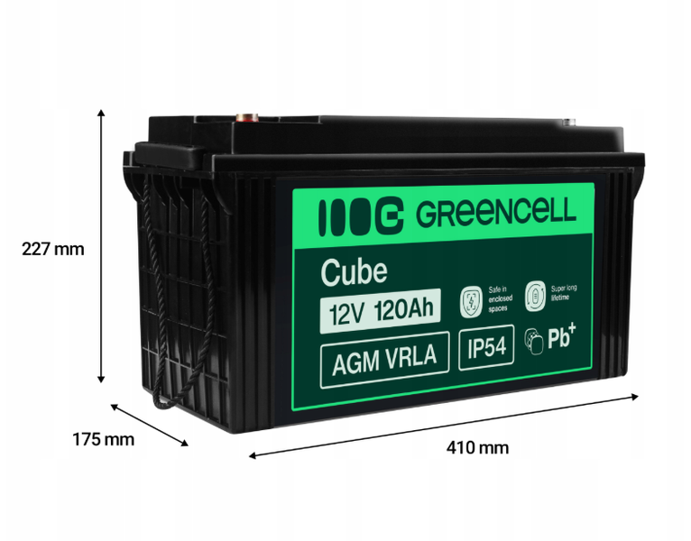Аккумулятор Green Cell AGM VRLA 12V 120Ah IP54 не требует обслуживания (срок службы - 5 лет) AGM31 фото