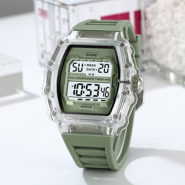 Мужские спортивные часы Skmei 2296WTGN White-Green с электронным циферблатом и водозащитой 5 ATM 1080-2518 фото