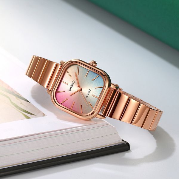 Жіночий годинник Skmei 2190RG Rose Gold у квадратному корпусі з металевим браслетом 1080-2253 фото