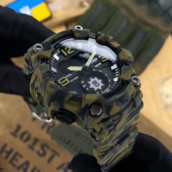 Чоловічий тактичний годинник Awarder 003 Поліція Camo Green з комбінованим циферблатом та водозахистом 5 ATM 1202-0134 фото
