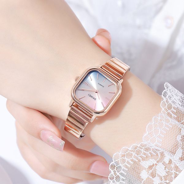Жіночий годинник Skmei 2190RG Rose Gold у квадратному корпусі з металевим браслетом 1080-2253 фото