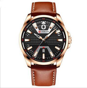 Мужские часы Curren 8379 Cuprum-Black-Brown с минеральным стеклом и кожаным ремешком 1008-0235 фото