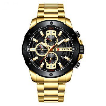 Мужские наручные часы Curren 8336 Gold-Black с хронографом и металлическим браслетом 1008-0253 фото