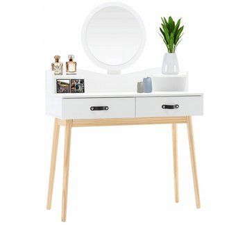 Туалетний косметичний столик з дзеркалом "MIRROR" (100 х 40 х 139 см) Польща, Білий PHO1602 фото