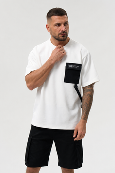Мужской комплект oversize с шортами карго &mdash; Черный S over фото