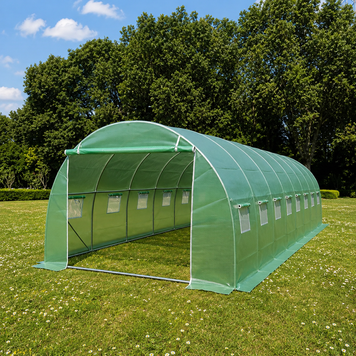 Теплиця садова посилена Primaveo 40 м&sup2; (10 &times; 4 &times; 2 м) 16 вікон, армована плівка UV-4, оцинкований каркас 25 мм (Зелена) G1352 фото