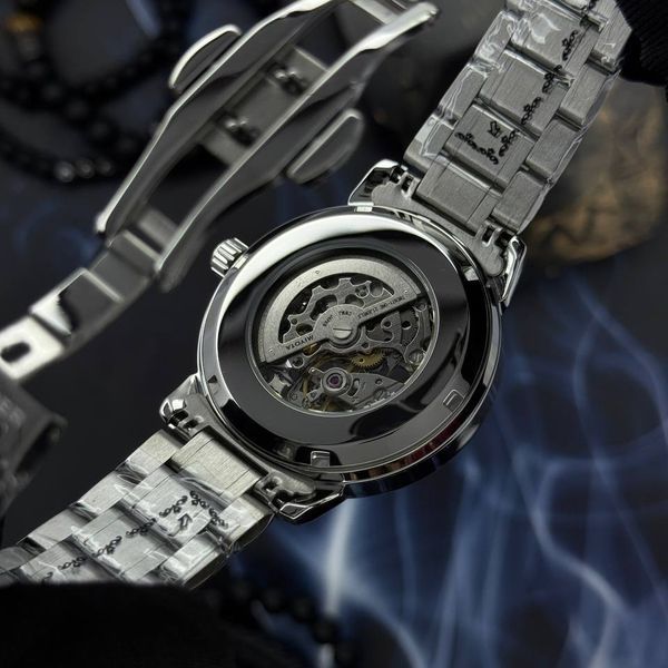 Мужские механические часы Awarder 048 Не Забуду Дім Silver-Black Steel с сапфировым стеклом 1202-1056 фото