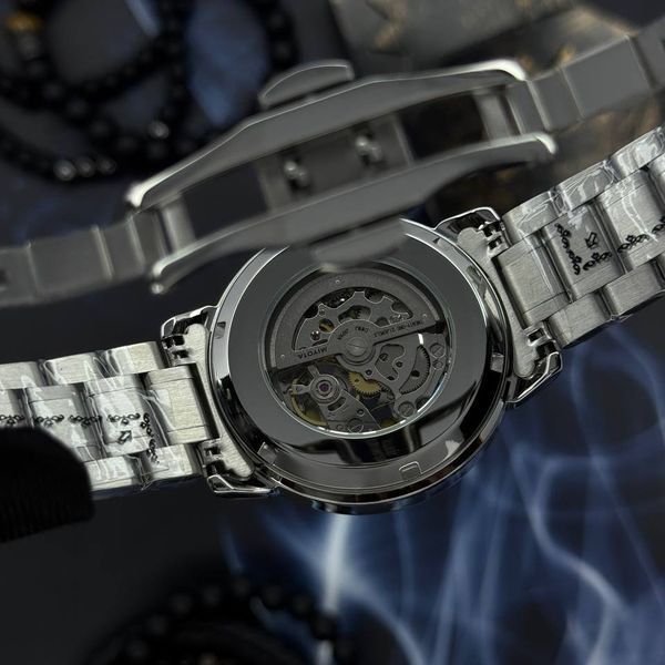 Мужские механические часы Awarder 048 Не Забуду Дім Silver-Black Steel с сапфировым стеклом 1202-1056 фото