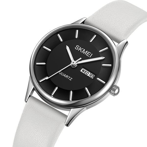 Жіночий годинник Skmei 2251SIWT Silver-White зі сріблястим корпусом та білим шкіряним ремінцем 1080-2595 фото