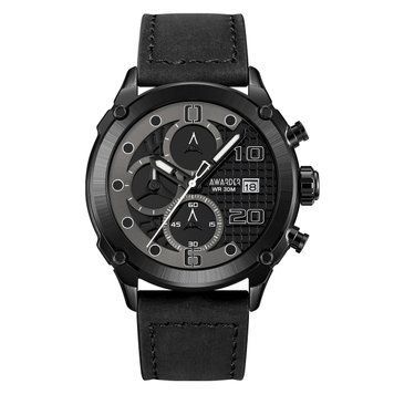 Мужские часы Awarder 016 Black с хронографом и кожаным ремешком (SKU: 1202-0084) 1202-0084 фото