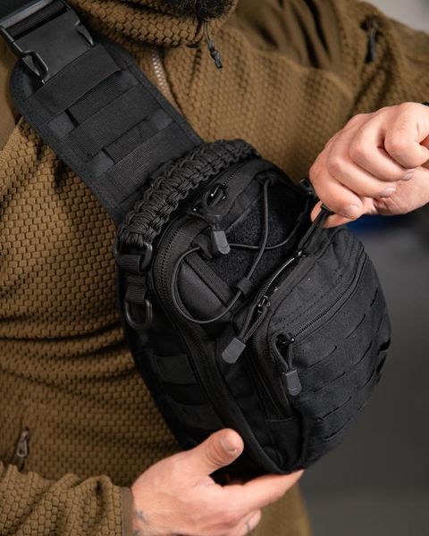 Тактична сумка через плече Silver Knight 8025 Paracord II чорна, 5 л 97882 фото