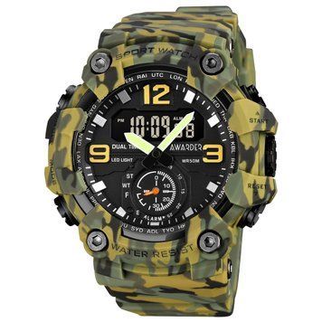 Мужские тактические часы Awarder 003 Camo Green с комбинированным циферблатом и подсветкой 1202-0087 фото