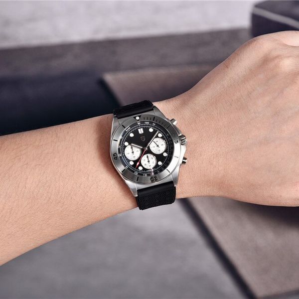 Мужские часы Pagani Design PD-1705-1 Silver-Black с сапфировым стеклом и механизмом Seiko VK63 1138-0082 фото